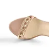 Jurk schoenen richealnana roze champagne kleur zomer sandalen enkel strap platform dunne hoge hak gouden ketting mode grote maat US5-15