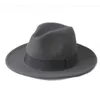 Hattar med bred brätte 2 Stor storlek 100% Ull Herr Filt Trilby Fedora Hatt För Gentleman Top Cloche Panama Sombrero Keps 56-58,storlek 59-61CM