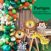 Jungle Safari Tema Party Ballong Garland Kit Animal Balloons Palm Leaves for Kids Boys Födelsedagsfest Baby Shower Decorations 210719