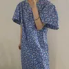 Korejpaa Kadınlar Elbise Yaz Kore Moda Chic Egzotik Retro O Boyun Gevşek Düz Rahat Çiçek Büyük Kollu Uzun Vestido 210526