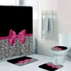 Girly Pink Ribbon Stampa leopardata Tenda da doccia Set Moderna Ghepardo Leopardo Tende da bagno per il bagno Decorazioni per la casa Tende 211102232H