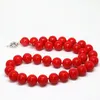 fashion imitation red coral round beads necklace 8,10,12,14mm charm women best party weddings gift jewelry 18inch B1510