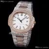 2021 TWF 5719 Cal A324 Automatique Hommes Montre Tonalité Rose Rose Diamonds Pavé Diamants Silver Dial Out Diamant Bracelet Super édition Bijoux Montres Puretime E05