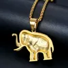 Stainless Steel Iced Out Crystal Elephant Animal Pendant Necklaces With Chain Men's Hip Hop Gold Silver Plated Jewelry