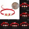 Charmarmband kinesiska zodiakdjur armband unisex handgjorda flätad röd sträng ge lycklig lysande sten justerbar storlek gåva6334626