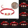 Braclets Charm Braclets Китайский Зодиак Животные Браслет Унисекс Ручной Плетеный Красная Строка Приносит удачный светлый камень Регулируемый размер Подарки