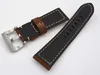 Wysokiej Jakości Handmade Skórzane Watchbands, Vintage Brown Brązowy Czarny 22mm 24mm Watch Band Pasek dla Panerai z rzeźbioną klamrą H0915