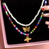 قلادة قلادة قلادة Boho Metal Bee Beads Netlace للنساء متعدد الألوان حبة القلادة حلو أزياء المجوهرات 222h