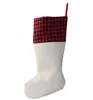 Sublimation Buffalo Plaid Christmas Stocking Blank Xmas Candy Socks Presentväska Santa Strumpor Träd Juldekorationer Sn5690