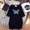 Women Mini DrButterfly Sexy T-Shirt Summer Fashion Dresses Plus Size Casual Female Vestidos Tops Black White Sundresses Cute X0529