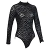 Women Ladies Sexy Long Sleeve Bodysuit Mesh Thin See Through Turtleneck Skinny One Piece Suit Fashion Women's Jumpsuits & Rom2532