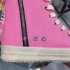 Pink Ankle Boots Women Lace Up Canvas Women's Shoes Round Toe High Top Fashion Sneakers Woman Flat Boot 22