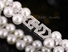 Handmade Wedding Pearl Jewelry Double Rows Cubic Zirconia Setting Big Bridal Bracelets Bangle for Women CB1571356157