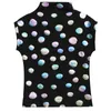 Bomullskvinnor t-tröjor Casual dolka dot tryckta toppar tee sommar kvinnlig kortärmad stretchy t-shirt damkläder t03709b 210421