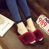 new Women Slippers Fashion Fluffy Faux Fur Plush Slippers Women Spring Autumn Slides Flip Flops Flat Shoes Y1120
