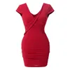 Nightclub Mulheres de Temperamento Mulheres Low-Cut Tight-encaixotamento Náteros Slim Slimming V-Neck Sexy Dress Escritório Senhora Poliéster 210416