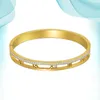 Bangle Roman Numbers Fashion Charm Hollow Out Luxury Gold Color Natural Stones Natural