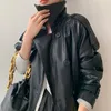 Korea Runway Designer Spadek / Jesień Skórzany Maxi Długi Trencz Z Pasem Chic Kobiet Windbreaker Classic XXL