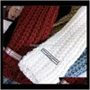 帽子、スカーフグローブファッションaesporiesドロップデリバリー2021秋と冬のシンプルな色のウールの小さな女性ニットスカーフ