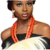 귀걸이 목걸이 패션 2022 신부 쥬얼리 세트 팔찌 오렌지 아프리카 나이지리아 산호 구슬 여성용 결혼식