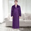 Flannel Couple Roves Kimono Hombre 따뜻한 두꺼운 지퍼 긴 잠옷 남자 목욕 가운 V 넥 홈 의류 캐주얼 대형 벨벳 210524