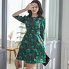 Autumn Women Flowers Printing dress Casual 3/4 sleeve Winter Mini Dress For Female Fashion A-line Party Vestidos 210529