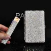 Crystal LED Light Car Ashtray Блестящая алмазная сигаретная коробка для зарядки ветрозащитный плазменный светлый тонкий для женщин