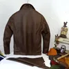 Мужская кожаная из искусственных 2021 ретро-коричневый американский стиль мужчины повседневная куртка плюс размер XXXL подлинной коровьей осенью стройная присвоение натуральное пальто