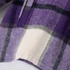 BLSQR Élégant Poches Lâche Plaid Veste Manteau Femmes Casual Revers À Manches Longues Survêtement Violet Mignon Filles Chic Streetwear 210430