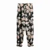 Mulheres vintage floral calça primavera moda elástico cintura tornozelo comprimento moderno senhora solta inferior 210602