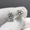 Real Diamond Test Past Total 4 Carat D Color Moissanite Stud Earrings Silver 925 Sparkling Round Brilliant Cut Gemstone