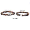 Bracelets de charme Bracelete de casal de moda 2 conjuntos de joias homens 8mm de lava natural de lava buda reiki ioga yoga women bileklik