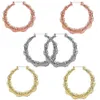 Dropshipping di gioielli alla moda 3 paia di orecchini in acciaio inossidabile 304 stile giunto di bambù orecchini a cerchio solidi color oro per le donne