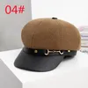 Ny Beret Leather Button Dogkonal Hat British Retro Målare Newsboy Cap