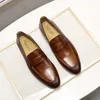 Größe 6-13 Frühling Herbst Herren Penny Loafers Echtes Leder Handbemalte Slip On Kleid Schuhe Männer Hochzeit Casual Business 210827