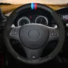 Car Steering Wheel Cover Hand-Stitched Soft Black Genuine Leather Suede Wrap For BMW M Sport M3 E90 E91 E92 E93 E87 E81 E82 E88244U