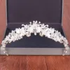 Hårklipp Barrettes Silver Color Crystal Pearl Crown Bröllop Tillbehör Bröllop Tiara För Kvinnor Smycken Headpiece Diadem
