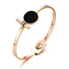 Bangle 2021 Fashion Jewelry Rose Gold Stainless Steel Material Epoxy Open Light Luxury And Temperament Bracelet Suitable For Women