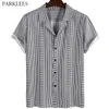 Black and White Striped Mens Summer Shirt Casual Lapel Shirts for Men Holiday Beach Chemise Homme Loose Social Men Clothing 210524