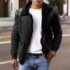 Invierno Sólido Cálido Terciopelo Manga larga Chaquetas compuestas Abrigo Hombres Vintage Turn-Down Collar Zip-Up Abrigos Moda Hombre Streetwear 211126