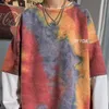 남자 후드 땀 셔츠 2021Spring Tie-Dye Hoodie 패션 캐주얼 O-Neck 스웨트 셔츠 남자 스트리트 힙합 풀오버 남성 Hoody M-5