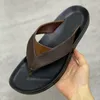 Mens leather Flip Flop Designer Slippers Summer Vintage Flat Slides ostrich leather Sandal Fashion Luxury Shoes retro style casual sandals