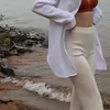 Ggbaofan 2021 moda bianco a vita alta pantaloni svasati pantaloni streetwear fondo casual donna pantaloni a gamba larga abiti Y2K pantaloni sportivi Q0801