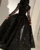 Sukienki swobodne formalne wieczorne koraliki na balu dla kobiet kobiety Panie Party długie 2022 Of-Neck Light Black Ball Gown Długość ubrania