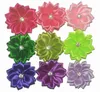 120 adet / grup 1.5 "Saç Klip Aksesuarları için Saten Çiçek, Rhinestone Merkezi ile DIY Kurdele Çiçekler 40 Renk Stokta