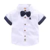Mudkingdomsummer camisa de bebê polka-ponto de manga curta clássico casual crianças roupas lapela 210615