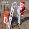 2022 Happy Christmas Decorations Santa Claus Automatic Climbing On Rope For Home Indoor Shop Xmas Gift Wall Window Hanging 211104