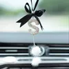 Interior Decorations Car Decoration Pendant Bowknot Feather Auto Rearview Mirror Hanging Ornaments Heart Bling Pink Accessories Female Gifts