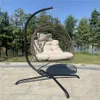 US stock Swing Egg Chair Stand Indoor Outdoor Wicker Rattan Patio Basket Hanging Chair with C Type bracket cushion and pillow a33