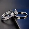 7mm Round White 4A Zircon Ring Set Genunie 925 Silver Jewelry Classic Promise Bridal Engagement Wedding Rings9830926